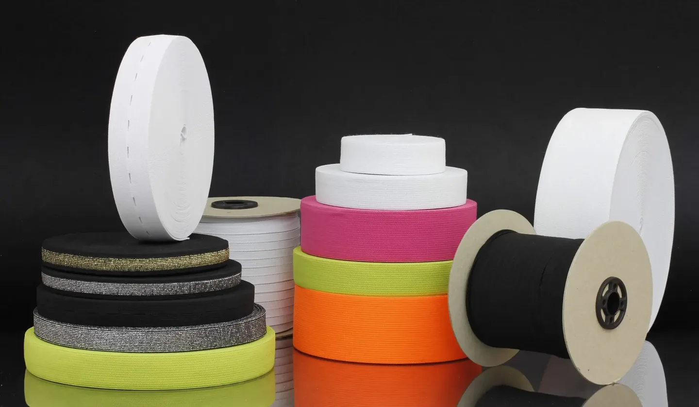 Colorful elastic tape knitted on reels