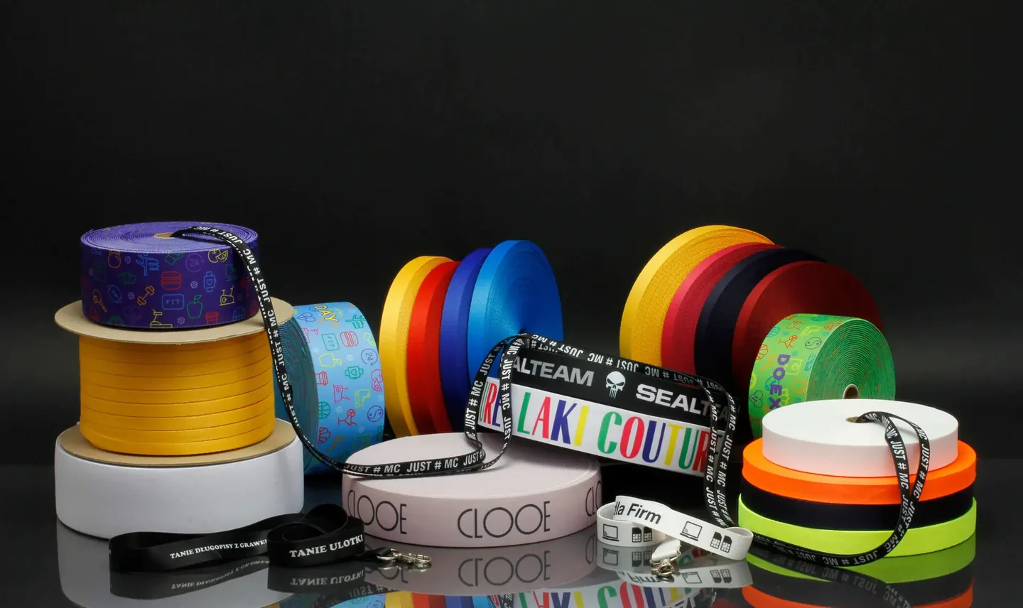 Textile webbing colour set for advertising products