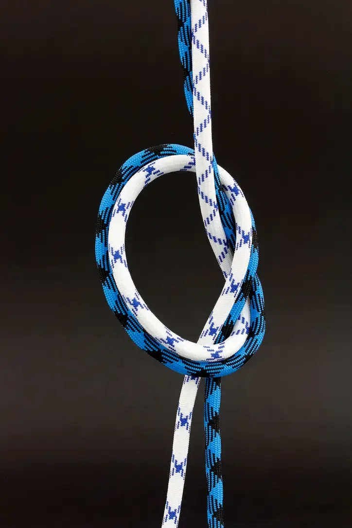 Braided technical rope rolled in a loop